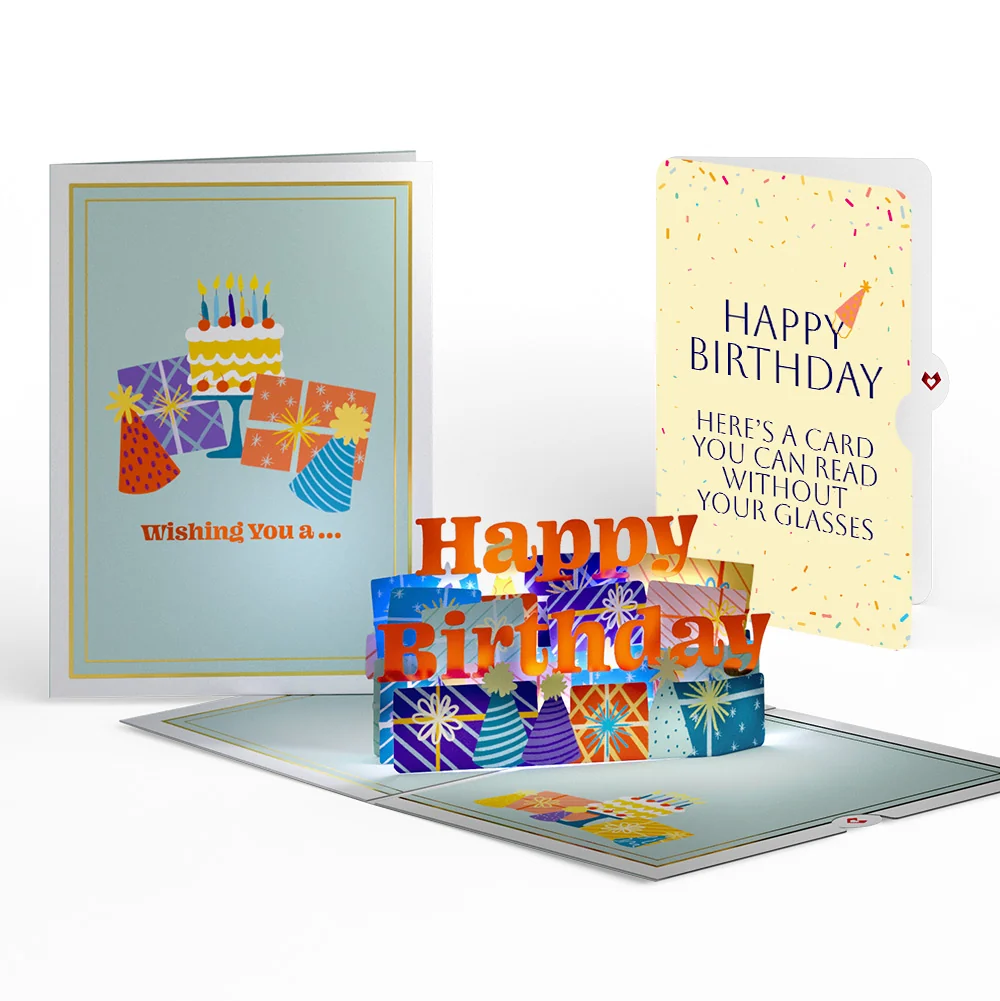 Lovepop Wishing You a Happy Birthday Music and Lights Pop-Up Card and Sentiment Set Glass
