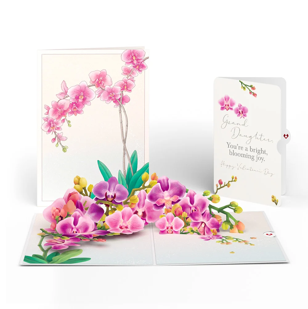 Lovepop Watercolor Orchid Valentine Pop-Up Card and Sentiment Set for Granddaughter