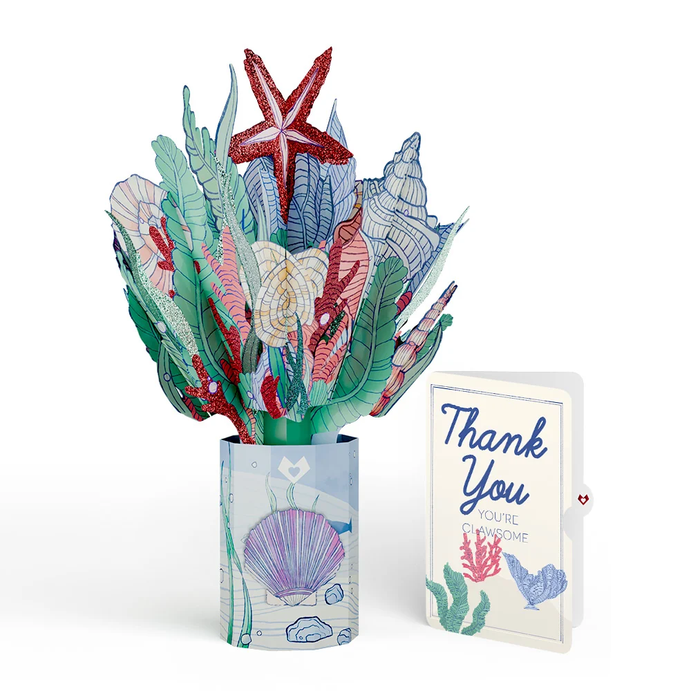 Lovepop Coastal Treasure Thank You Glitter Bouquet and Sentiment Set Vase