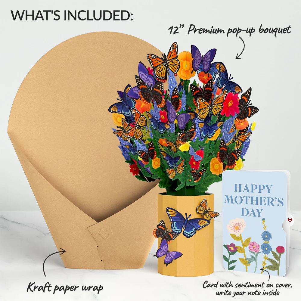 Lovepop Brilliant Butterfly Mother's Day Bouquet and Sentiment Set Vase - Image 2