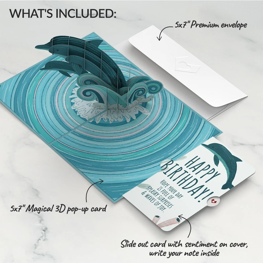 Lovepop Playful Dolphins Birthday Pop-Up Card and Sentiment Set - Image 2