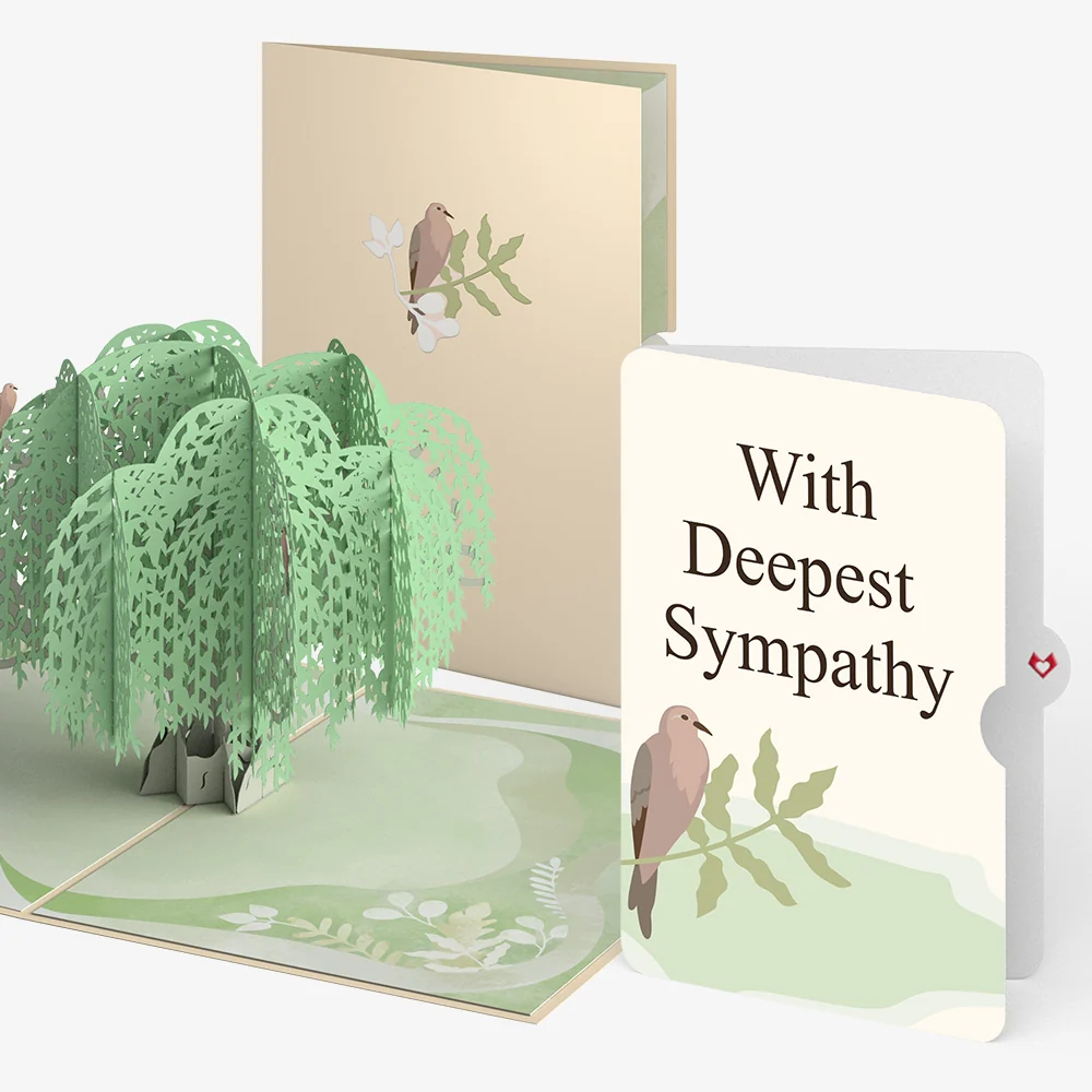 Lovepop Willow Tree Doves Sympathy Pop-Up Card and Sentiment Set Cream