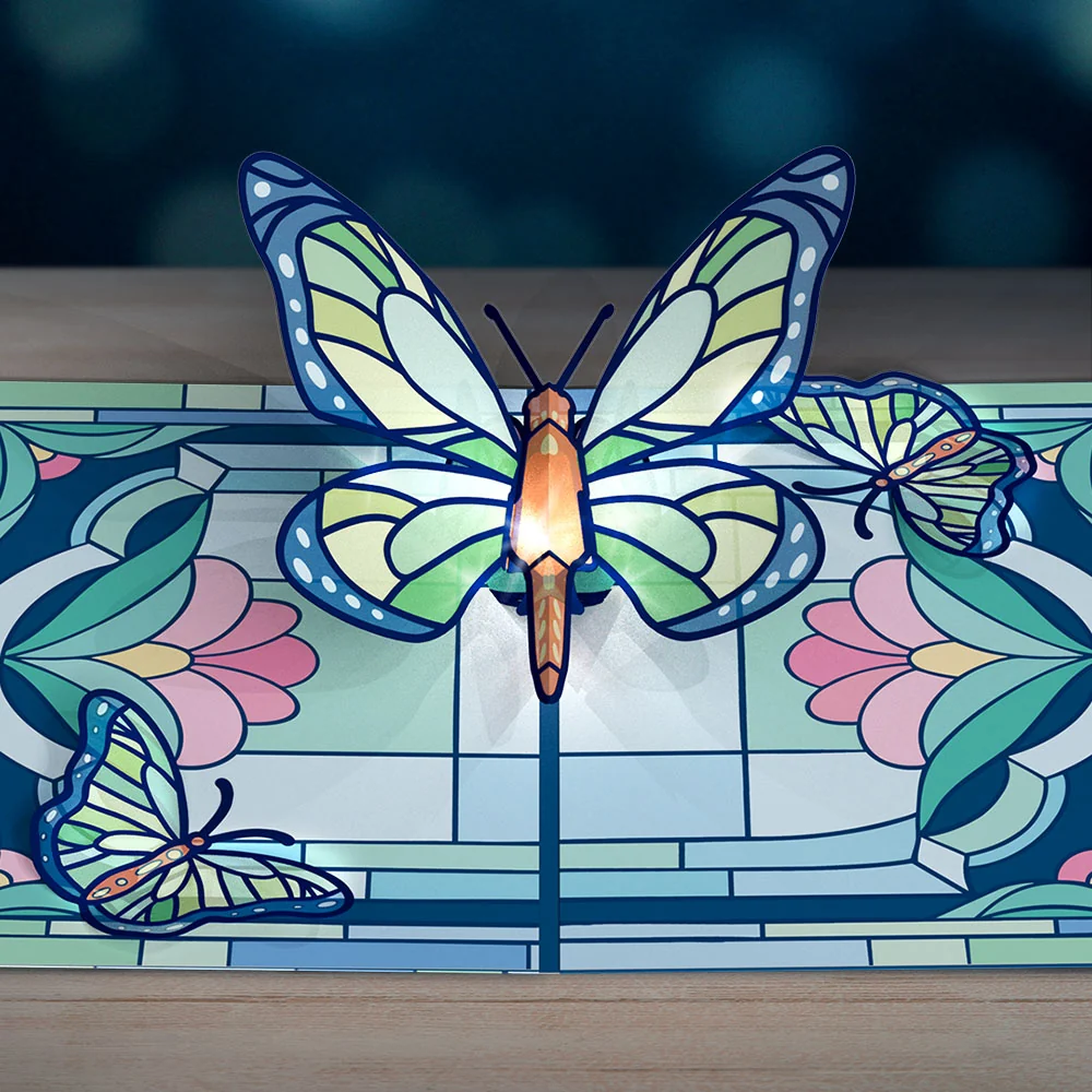 Lovepop Stained Glass Butterfly Light-Up Pop-Up Card - Image 2