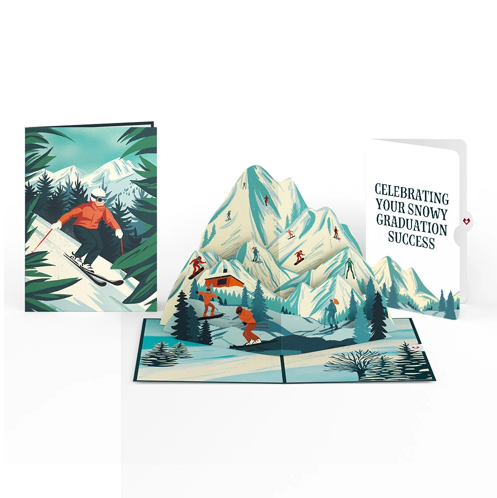 Lovepop Mountain Ski Adventure Graduation Pop-Up Card and Sentiment Set Cream