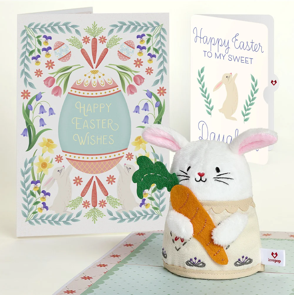 Lovepop 'Happy Easter Wishes' Bunny Plushpop Card and Sentiment Set for Daughter Cream