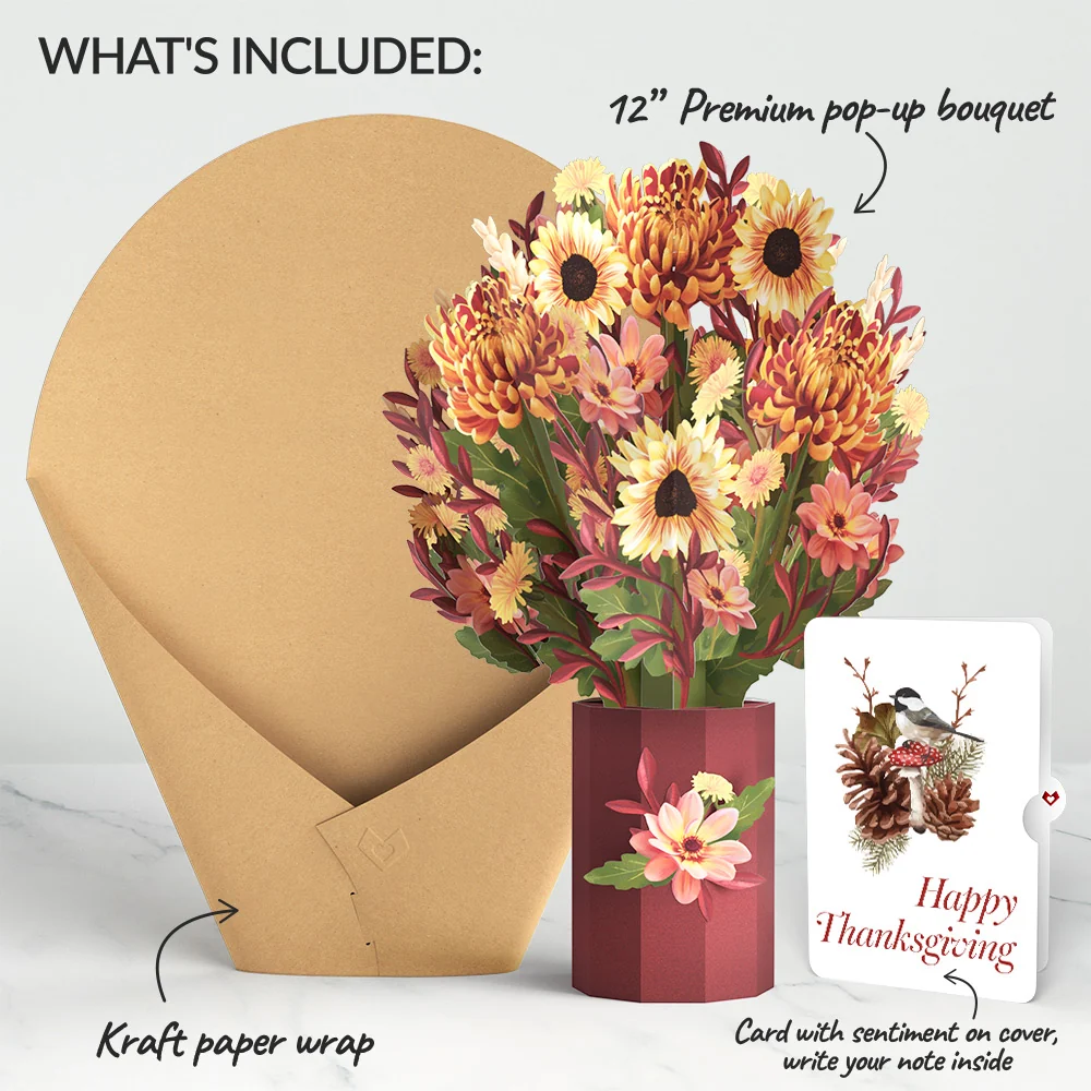 Lovepop Fall Sunshine Thanksgiving Bouquet and Sentiment Set Vase - Image 2