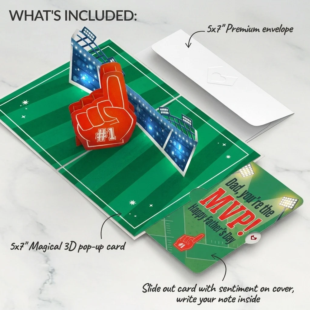 Lovepop MVP Stadium Father's Day Music and Lights Pop-Up Card and Sentiment Set for Dad - Image 2