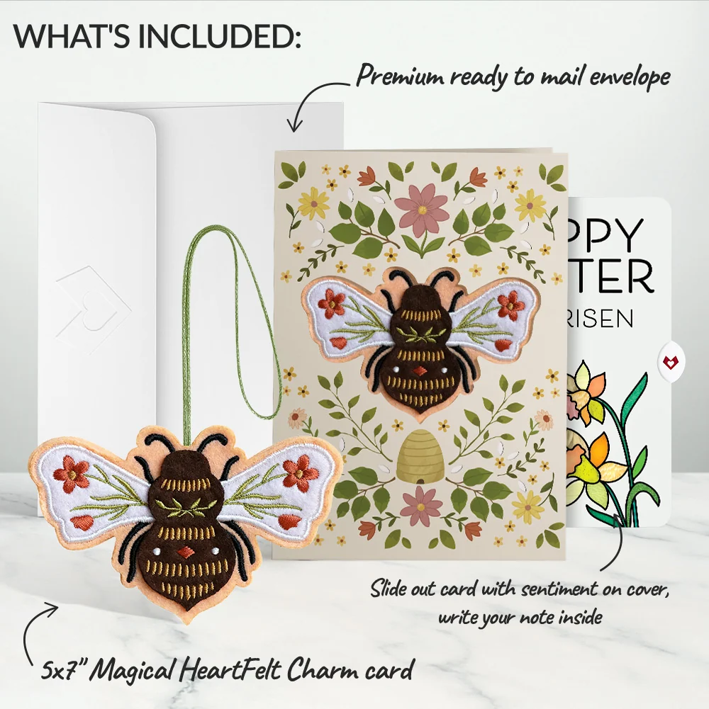 Lovepop Botanical Bee Easter Heartfelt Charm Card and Garden Blooms He Is Risen Sentiment Set Bag - Image 2