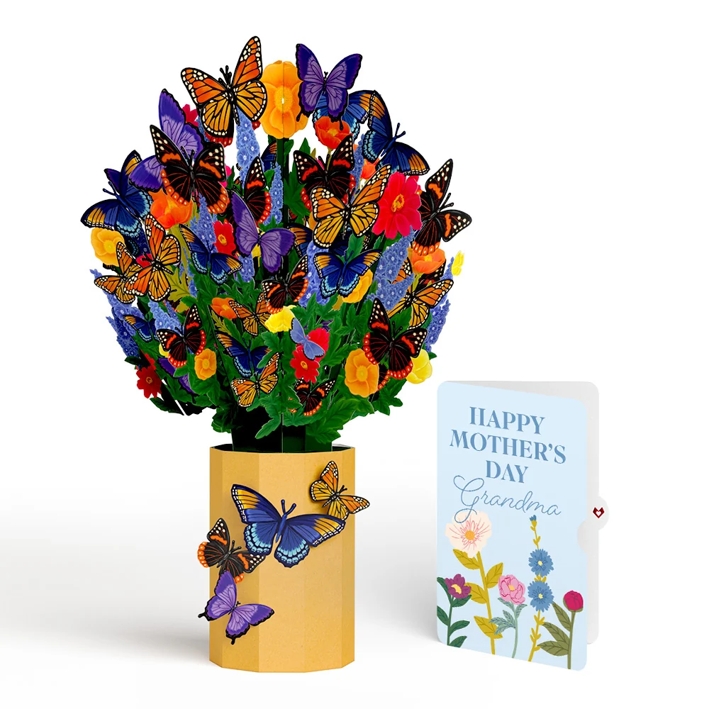 Lovepop Brilliant Butterfly Mother's Day Bouquet and Sentiment Set for Grandma Vase