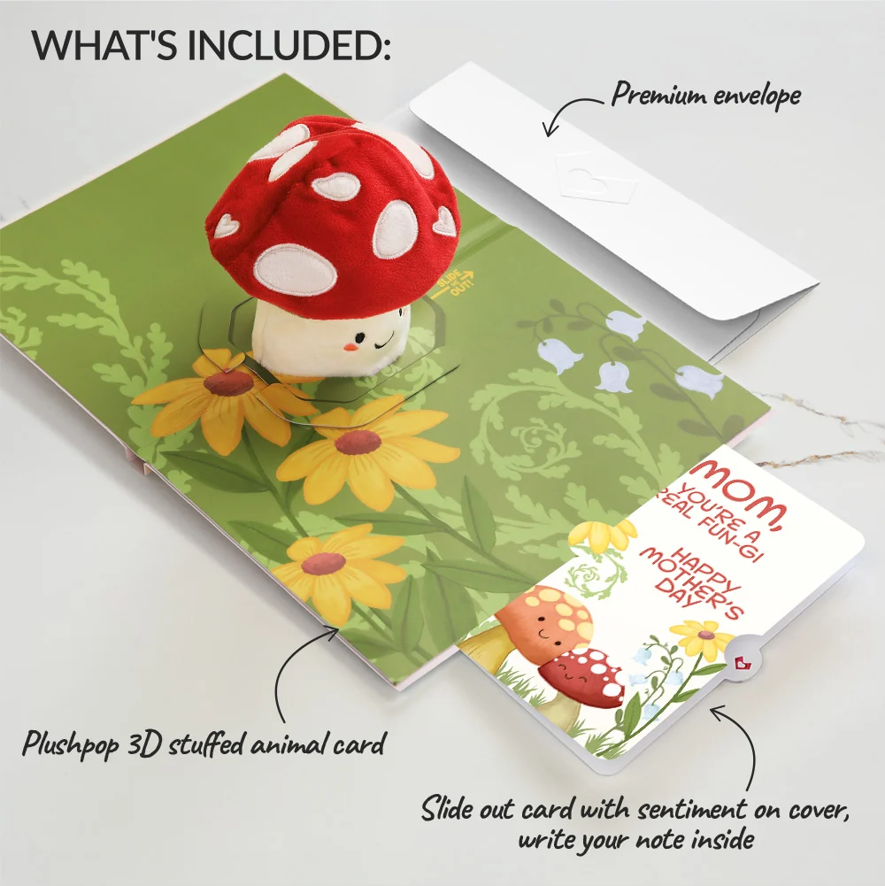 Lovepop 'Love You So Mush' Mother’s Day Plushpop Card and Meadow Fun-gi Mushroom Sentiment Set for Mom Cream - Image 2