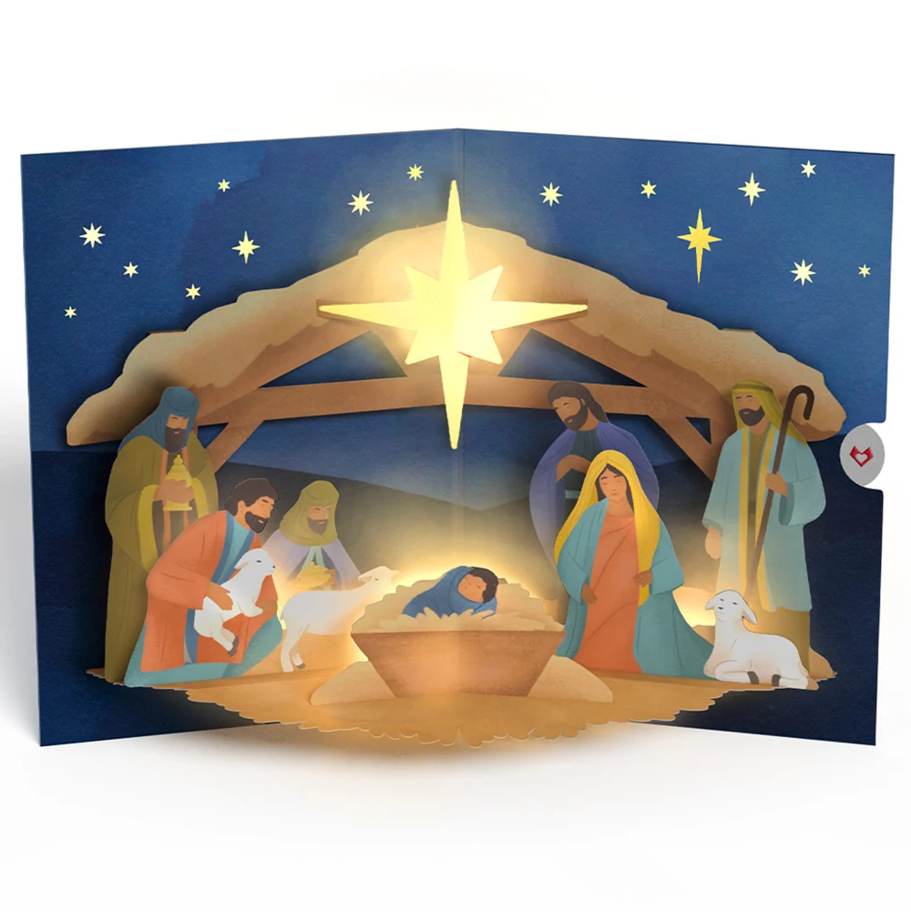 Lovepop Oh Holy Night Nativity Christmas Light-Up Pop-Up Card and Love Sentiment Set - Image 3