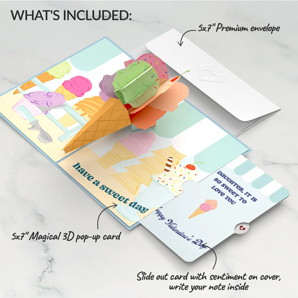 Lovepop Sweet Day Ice Cream Valentine Pop-Up Card and Sentiment Set for Daughter - Image 2