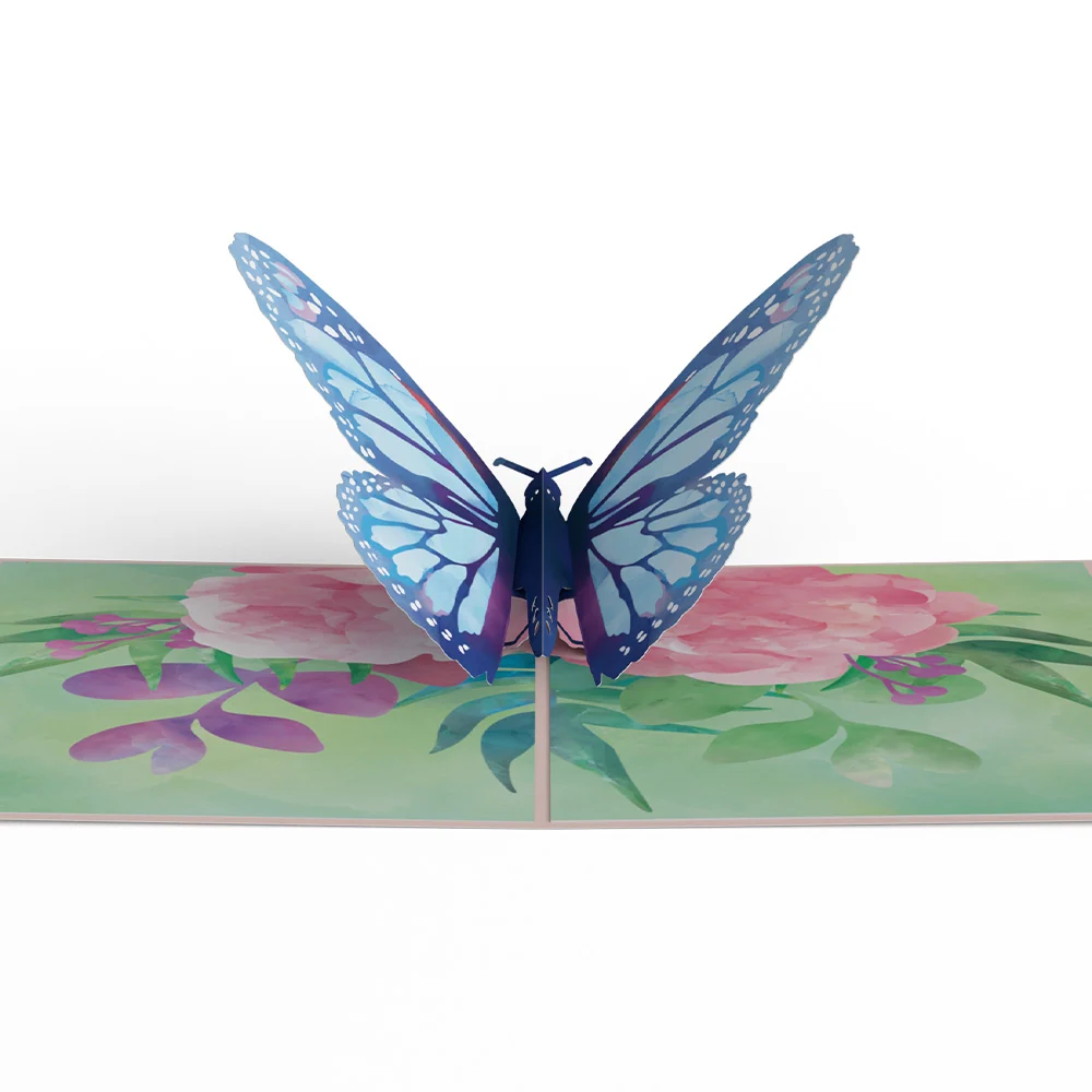 Lovepop Birthday Blue Morpho Butterfly Pop-Up Card Glass - Image 3