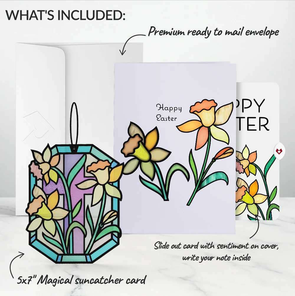 Lovepop Happy Easter Daffodil Easter Suncatcher Card and Sentiment Set Glass - Image 2