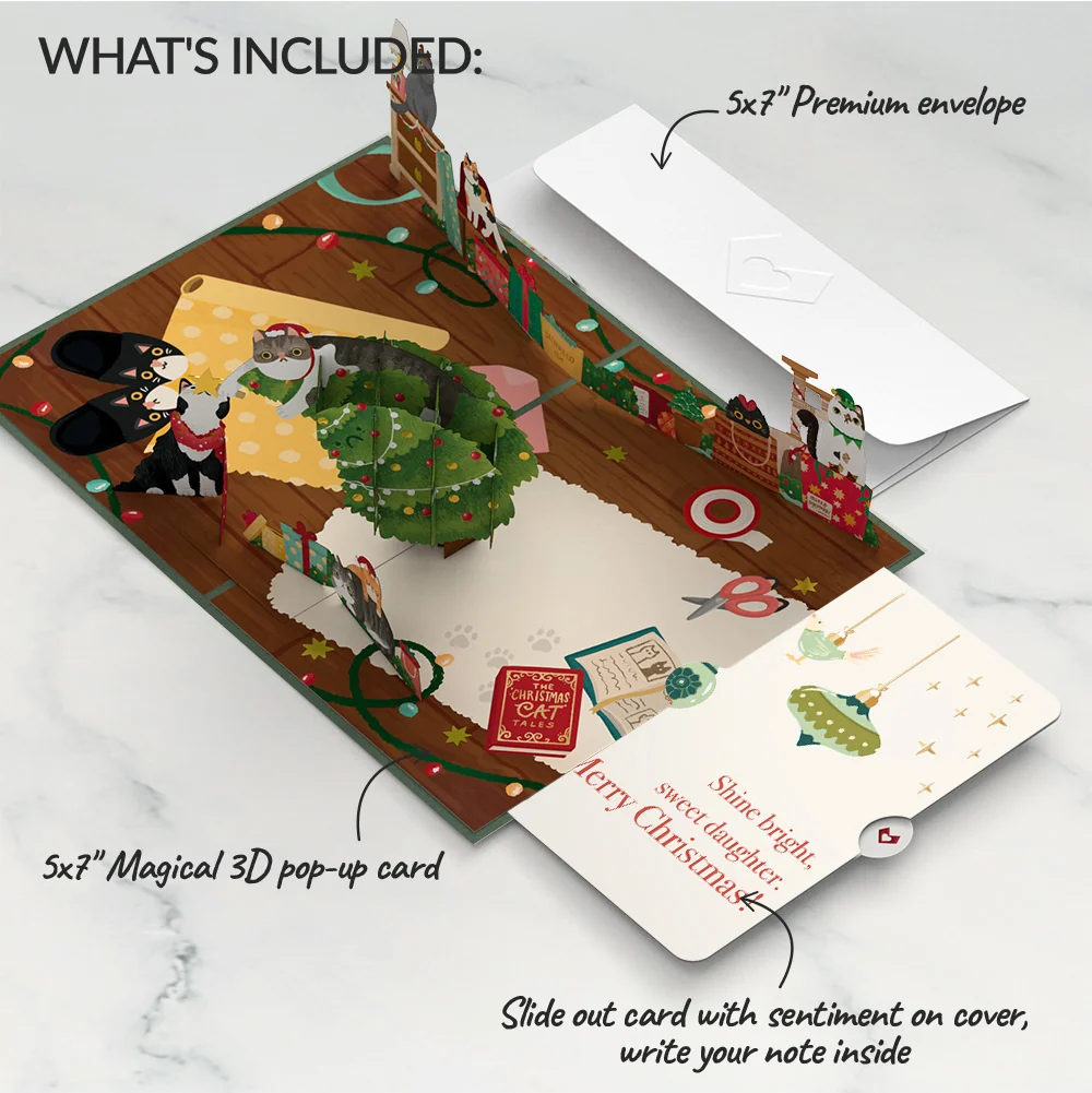 Lovepop Meowy Little Christmas Cats Pop-Up Card and Sentiment Set for Daughter Toy - Image 2