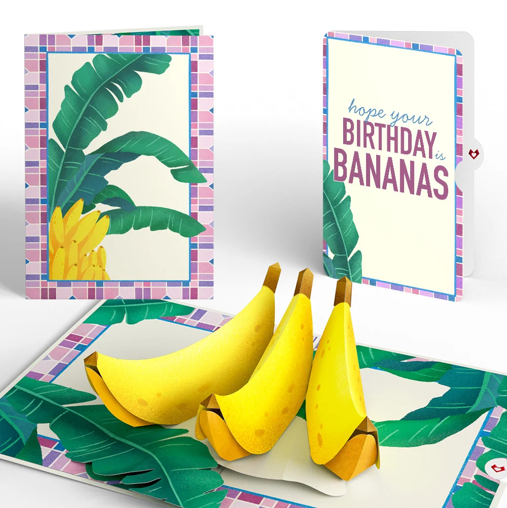 Lovepop Tropical Bananas Birthday Pop-Up Card and Sentiment Set Cream