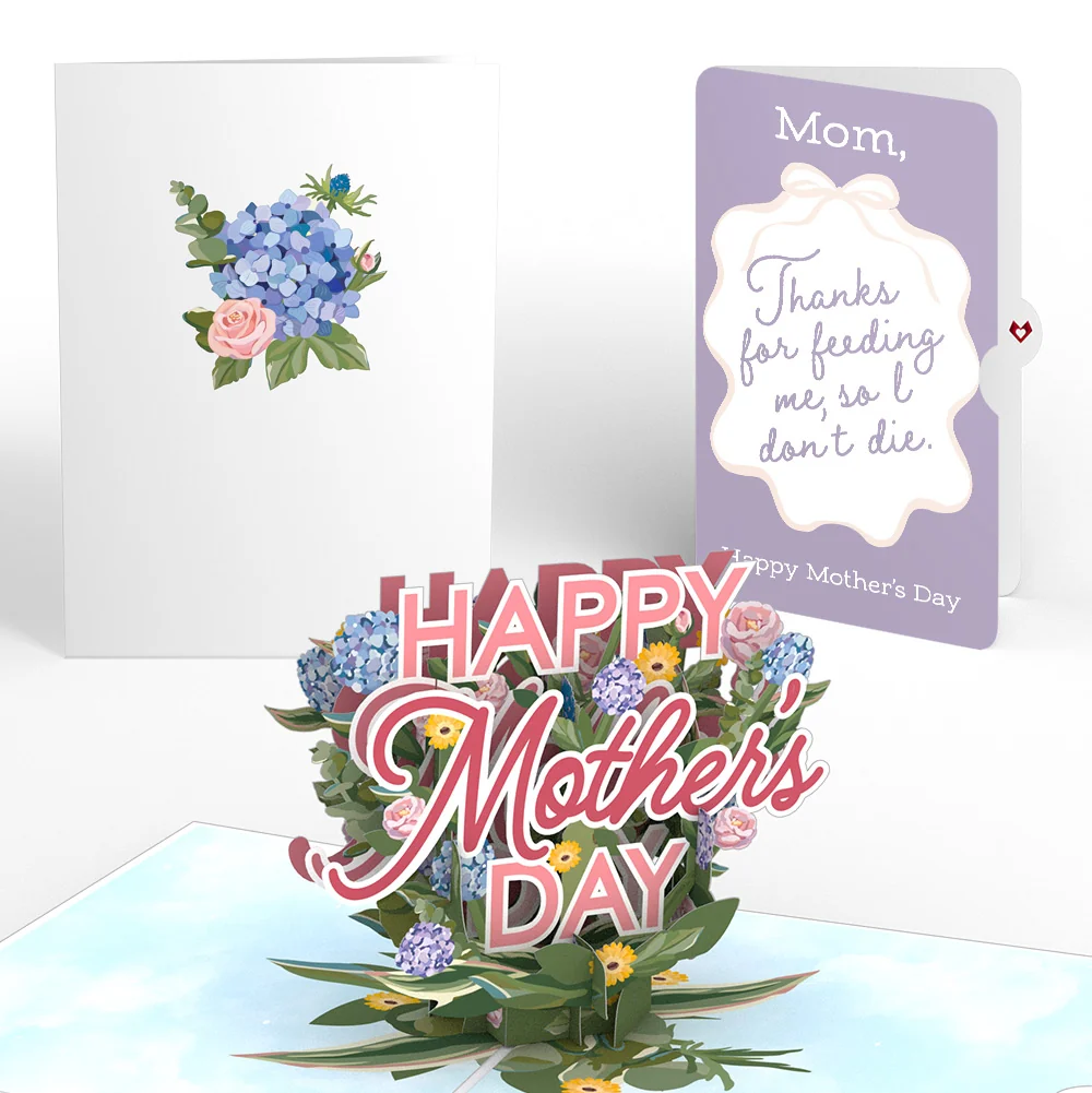 Lovepop Happy Mother's Day Hydrangeas Pop-Up Card and Sentiment Set for Mom Cream