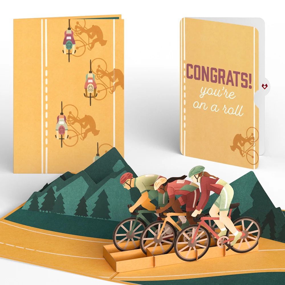 Lovepop On the Ride Biking Congratulation Pop-Up Card and Sentiment Set Bicycle