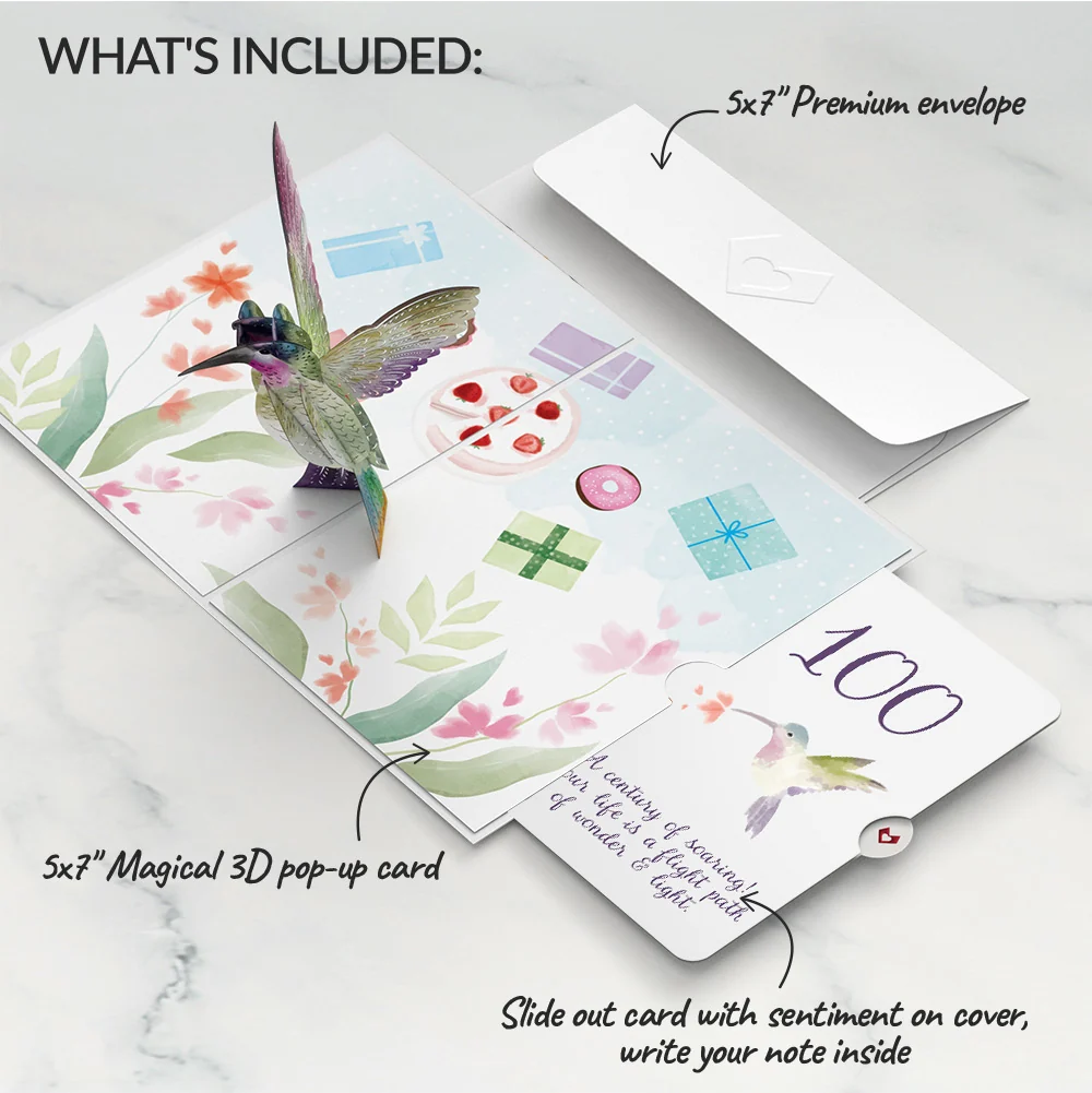 Lovepop Hummingbird 100th Birthday Pop-Up Card and Sentiment Set - Image 2