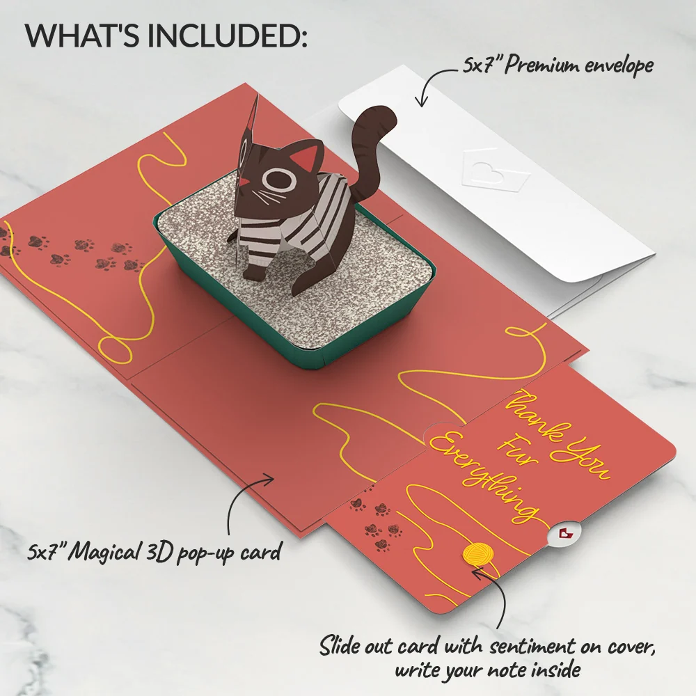 Lovepop Mischievous Cat Thank You Pop-Up Card and Sentiment Set - Image 2