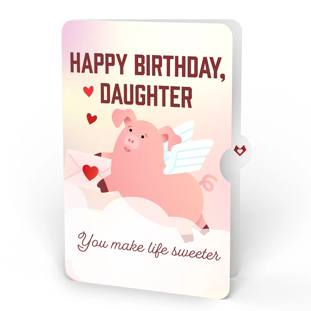 Lovepop Hogs and Kisses Birthday Music and Light Pop-Up Card and Sentiment Set for Daughter - Image 4