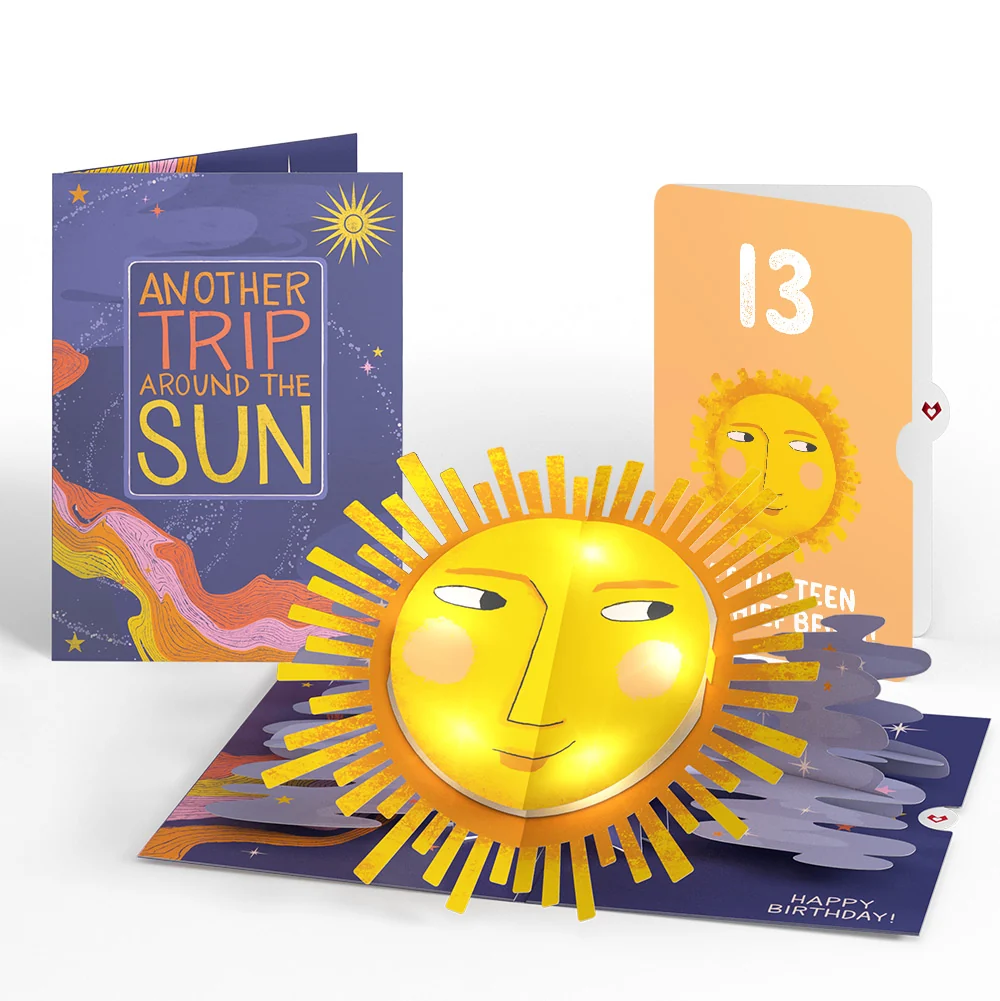 Lovepop Another Trip Around the Sun 13th Birthday Light-Up Pop-Up Card and Sentiment Set