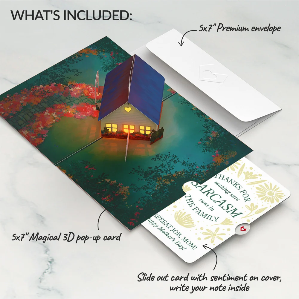 Lovepop Home Is Where Mom Is Mother’s Day Light-Up Pop-Up Card and Sunny Sarcasm Garden Sentiment Set for Mom - Image 2