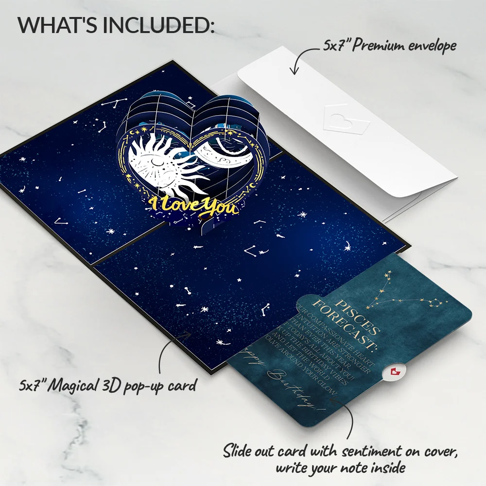 Lovepop Celestial Love Pop-Up Card and Pisces Zodiac Sentiment Set - Image 2