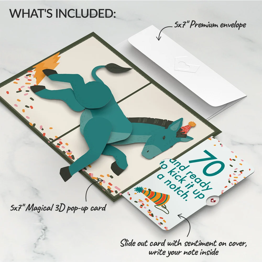Lovepop Kick Ass Birthday Pop-Up Card and 70th Kick It Up Sentiment Set - Image 2