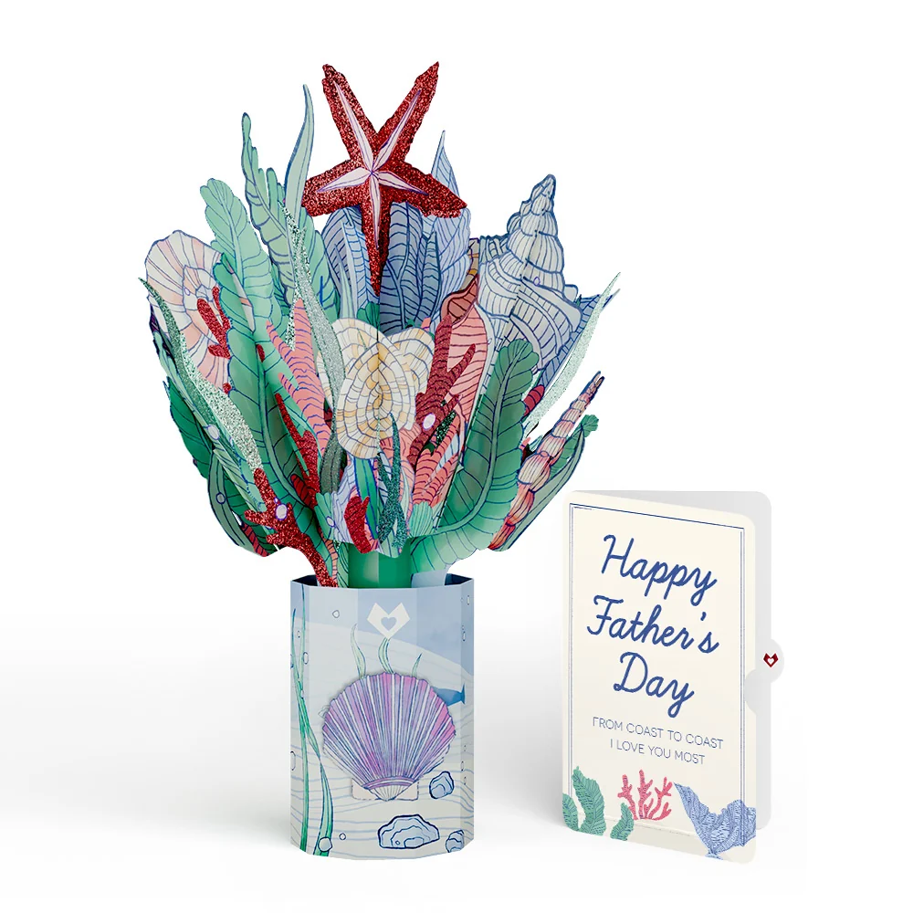 Lovepop Coastal Treasure Father’s Day Glitter Bouquet and Sentiment Set for Dad Vase