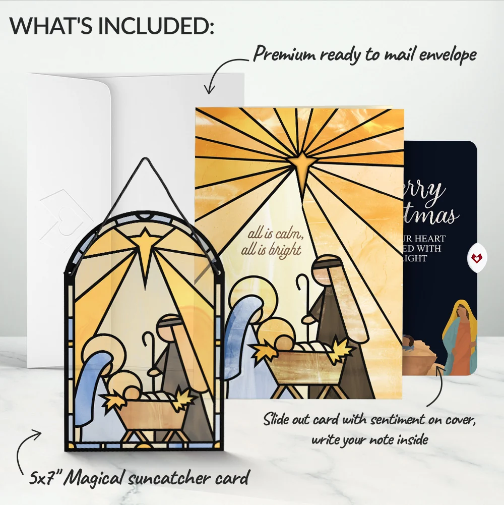 Lovepop All Is Calm Nativity Christmas Suncatcher Card and Sentiment Set Glass - Image 2