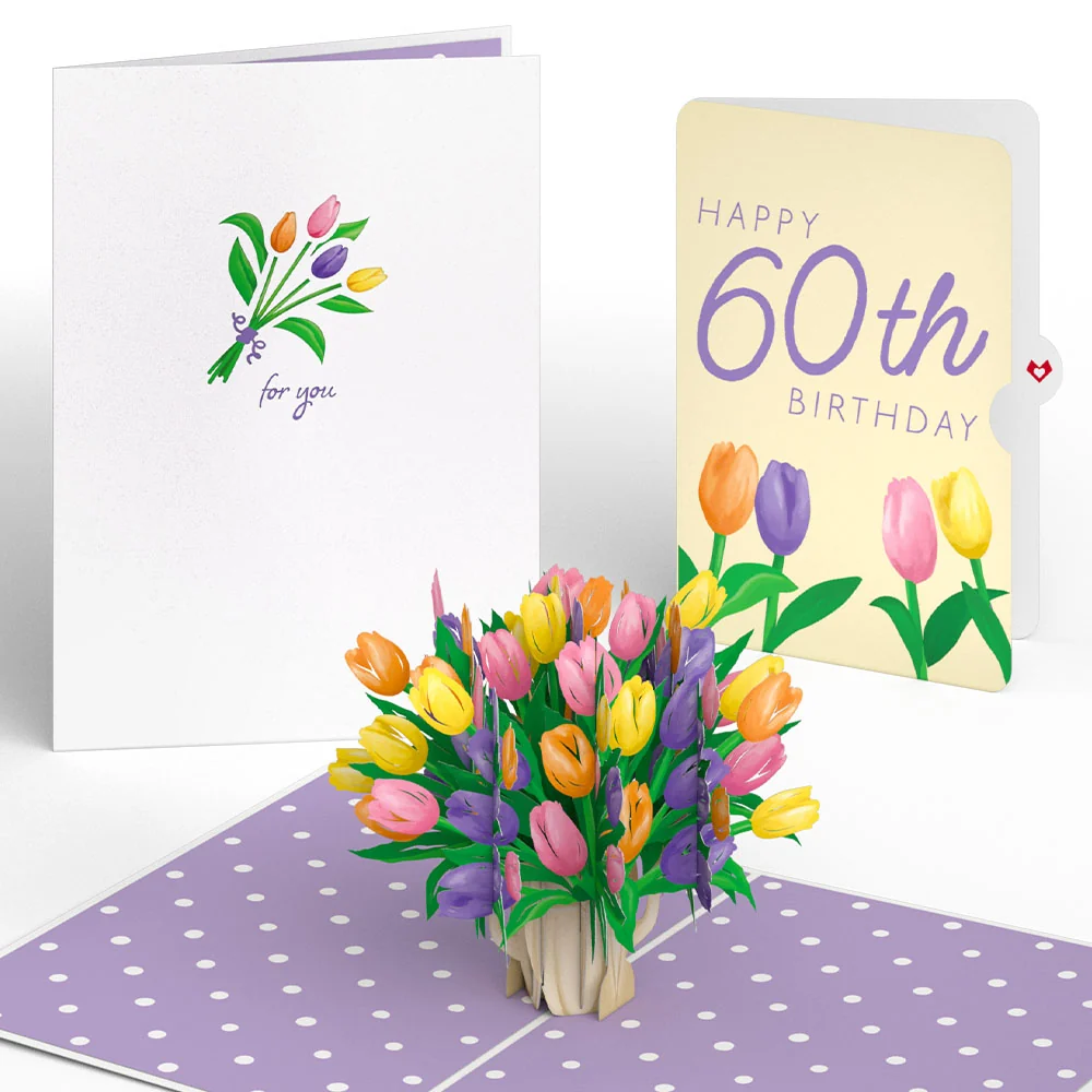 Lovepop Tulips 60th Birthday Pop-Up Card and Sentiment Set Vase