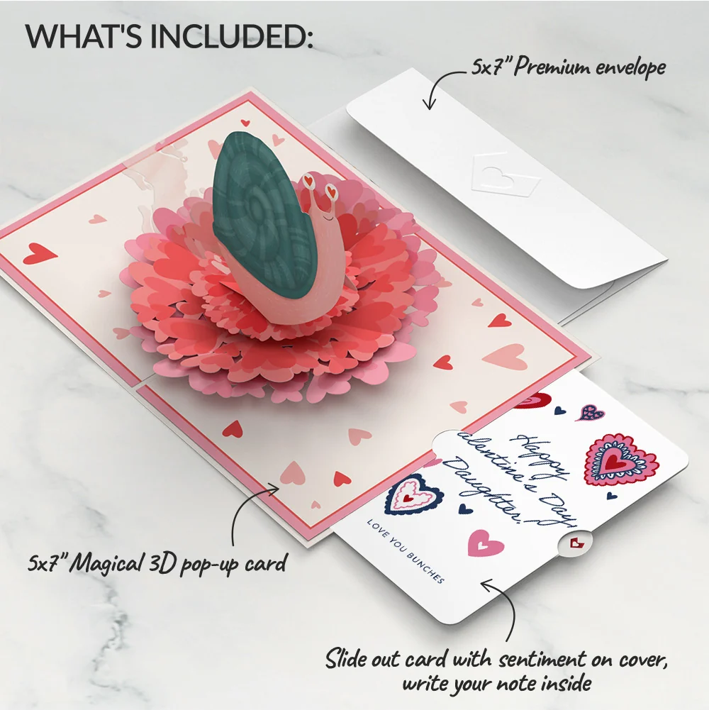Lovepop Love You Slow Much Snail Valentine Pop-Up Card and Sentiment Set for Daughter - Image 2