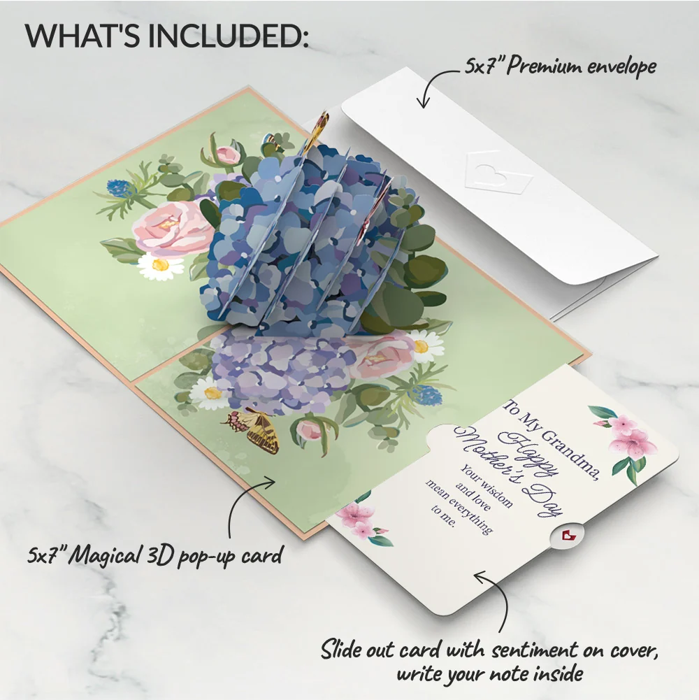 Lovepop Hydrangea Butterflies Mother's Day Pop-Up Card and Sentiment Set for Grandma - Image 2
