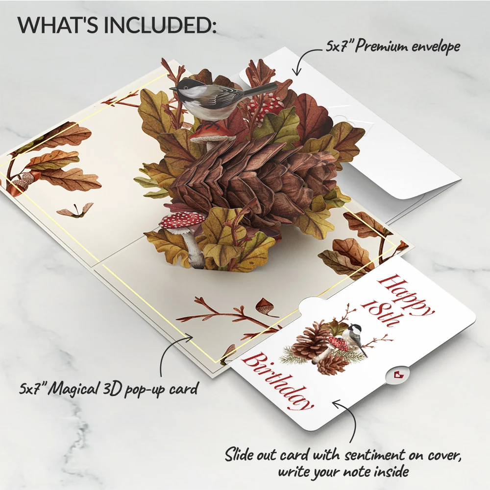 Lovepop Fall Forest Floor 18th Birthday Pop-Up Card and Sentiment Set Cream - Image 2