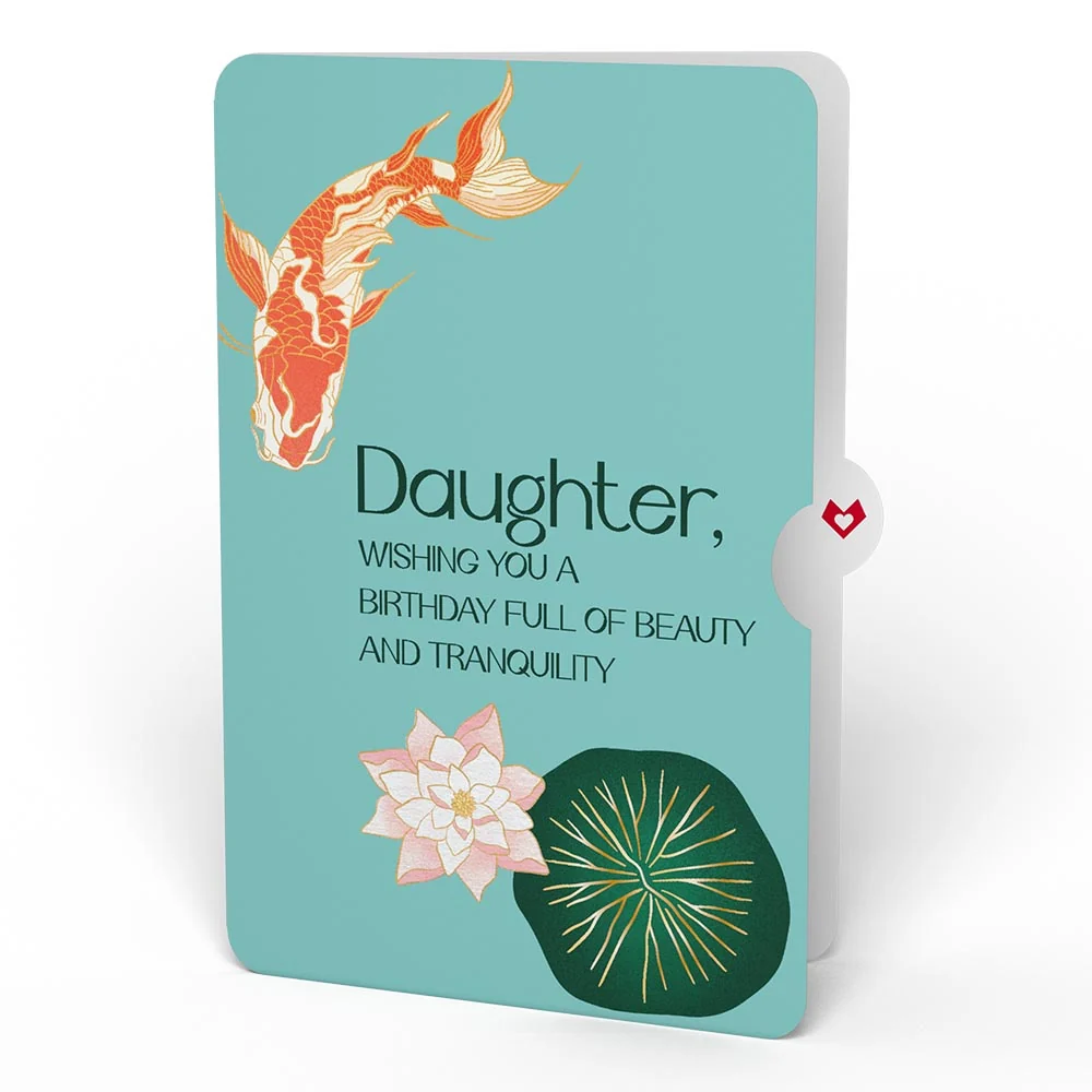 Lovepop Koi Fish and Lotus Birthday Pop-Up Card and Sentiment Set for Daughter - Image 4