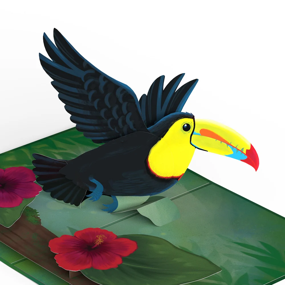 Lovepop Rainforest Toucan Get Well Soon Pop-Up Card and Hibiscus Sentiment Set - Image 3