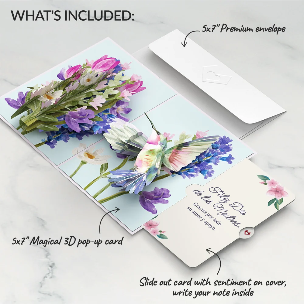 Lovepop Love in Bloom Hummingbird Mother's Day Pop-Up Card and Sentiment Set for Spanish Mom - Image 2