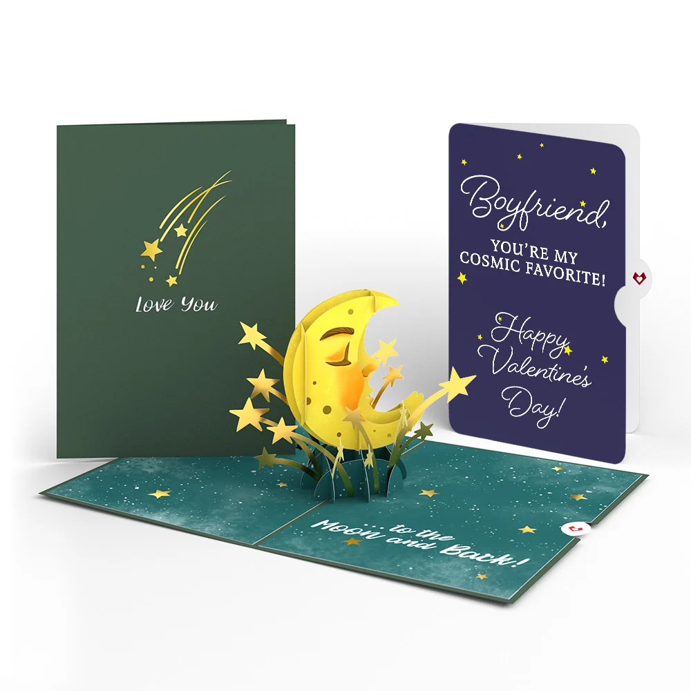 Lovepop Love You to the Moon and Back Valentine Pop-Up Card and Sentiment Set for Boyfriend