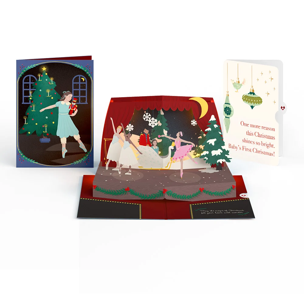 Lovepop The Nutcracker Christmas Magic Music and Lights Pop-Up Card and Sentiment Set for Baby Cream