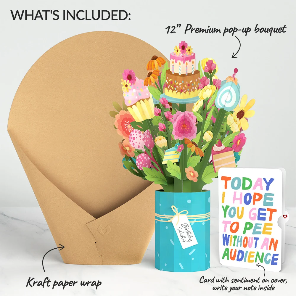 Lovepop Sweet Birthday Wishes Bouquet and Parenthood Humor Sentiment Set Vase - Image 2