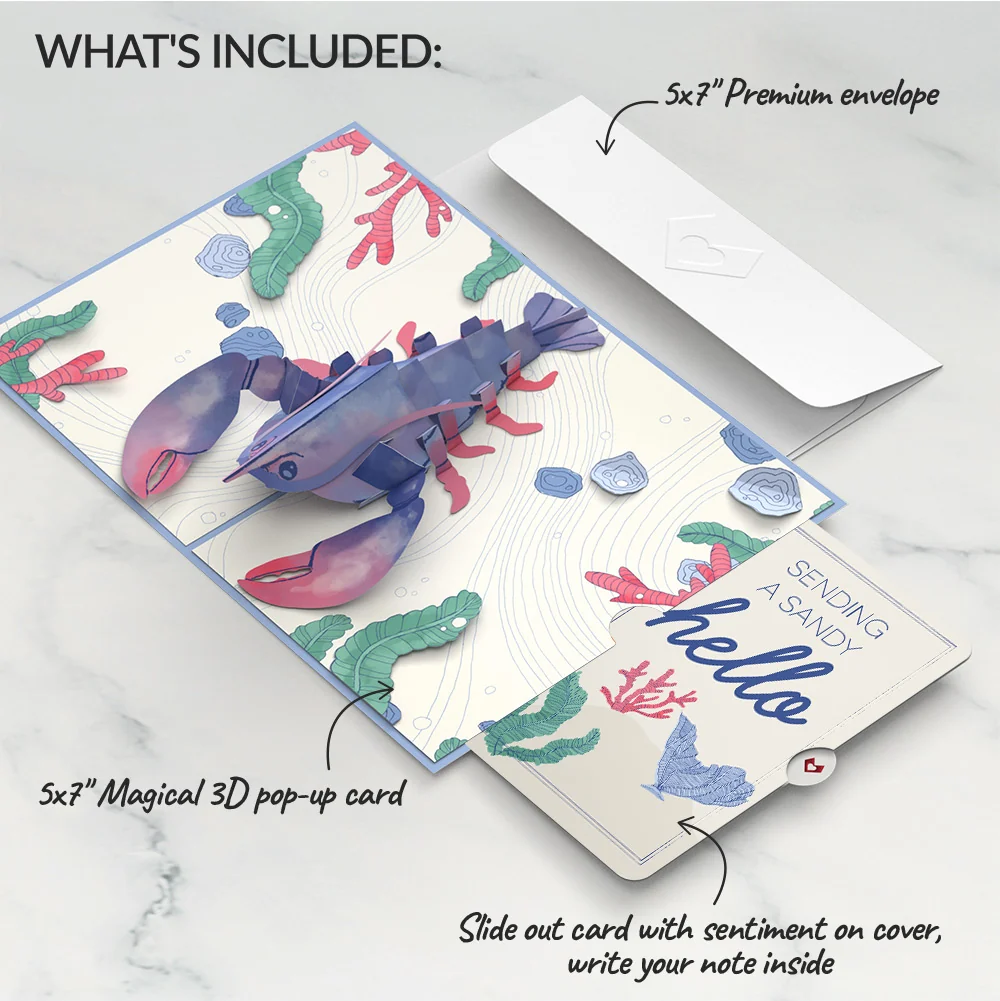 Lovepop Vibrant Lobster Thinking of You Pop-Up Card and Sentiment Set Cream - Image 2
