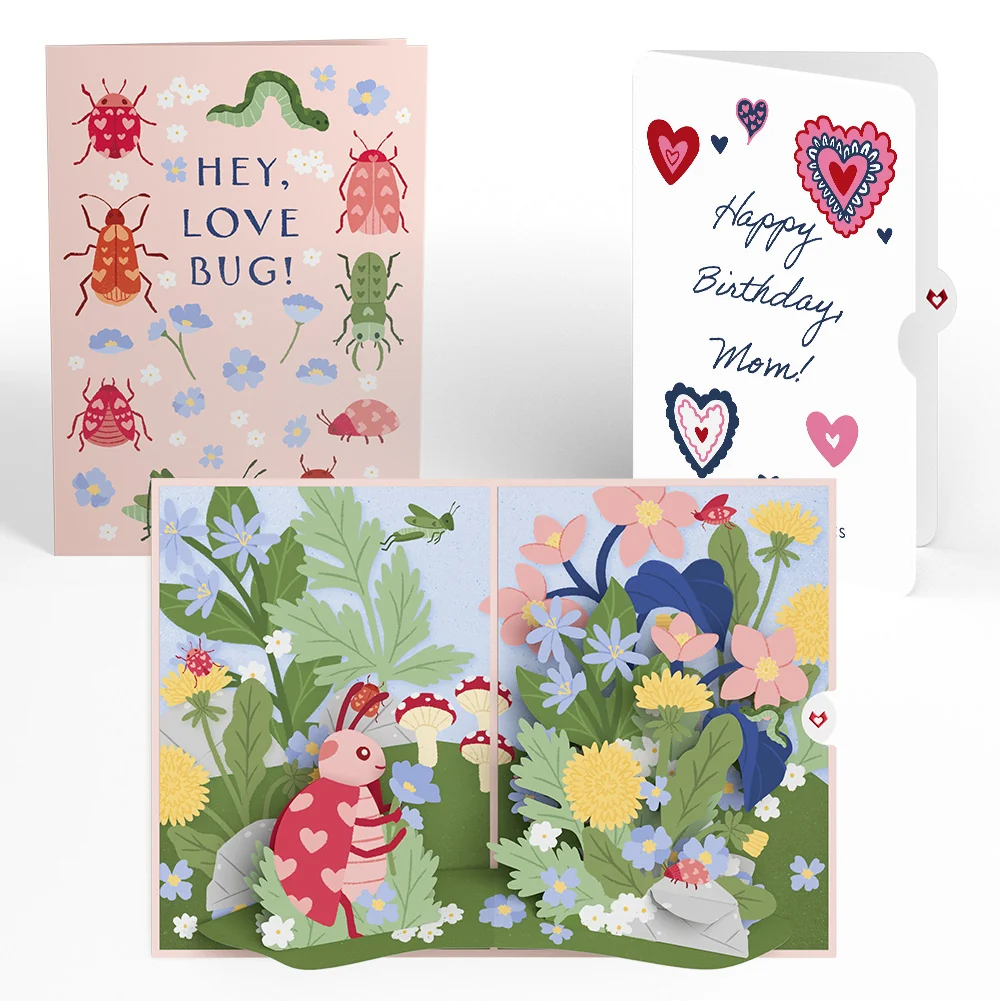 Lovepop Hey, Love Bug! Pop-Up Card and Heart Motif Birthday Sentiment Set for Mom
