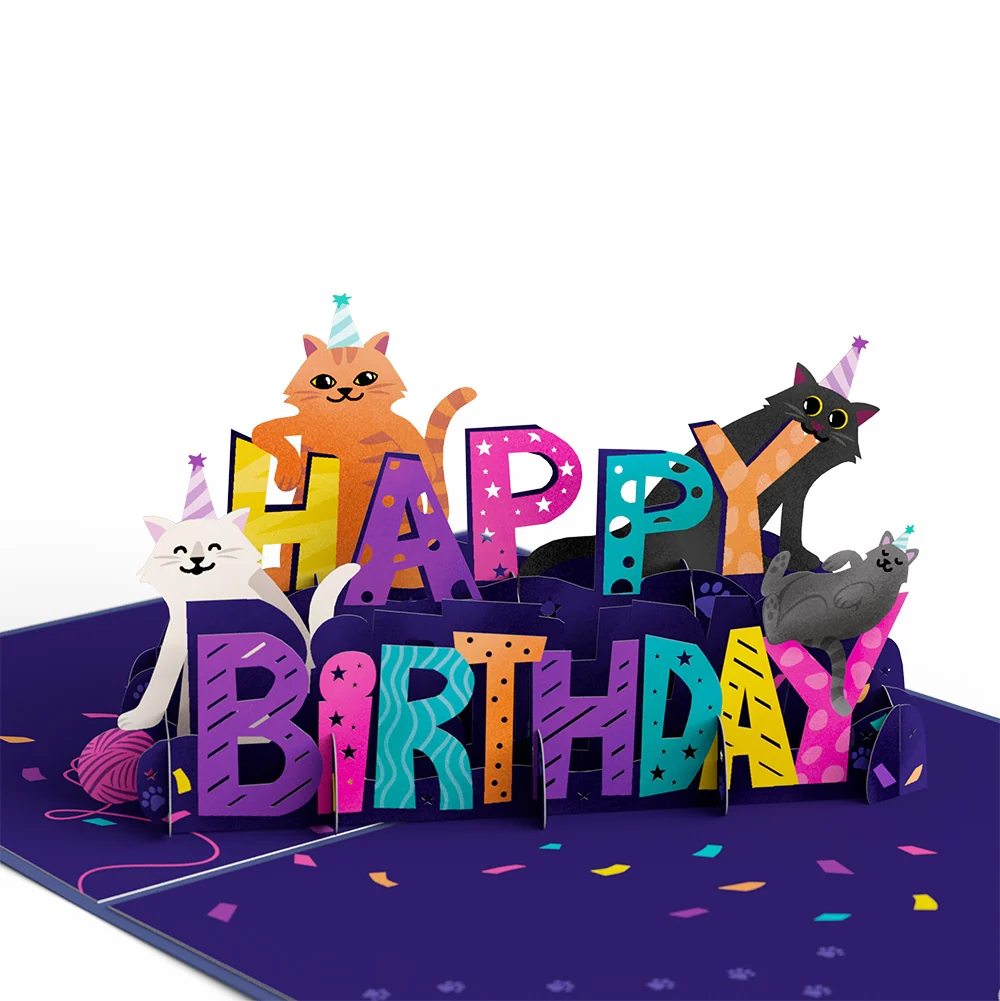 Lovepop Happy Birthday Cats Pop-Up Card and Sentiment Set for Husband - Image 3