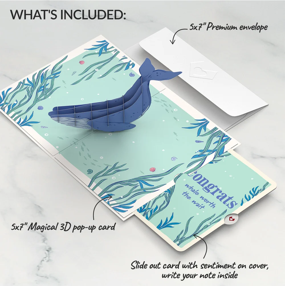 Lovepop Whale Beneath the Waves Congratulations Pop-Up Card and Sentiment Set - Image 2