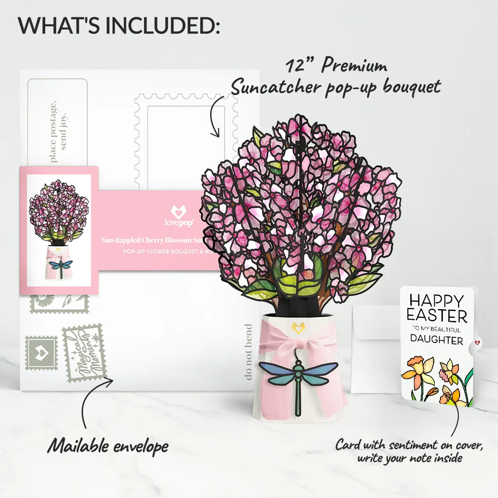 Lovepop Sun-dappled Cherry Blossom Easter Suncatcher Bouquet and Sentiment Set for Daughter Glass - Image 2