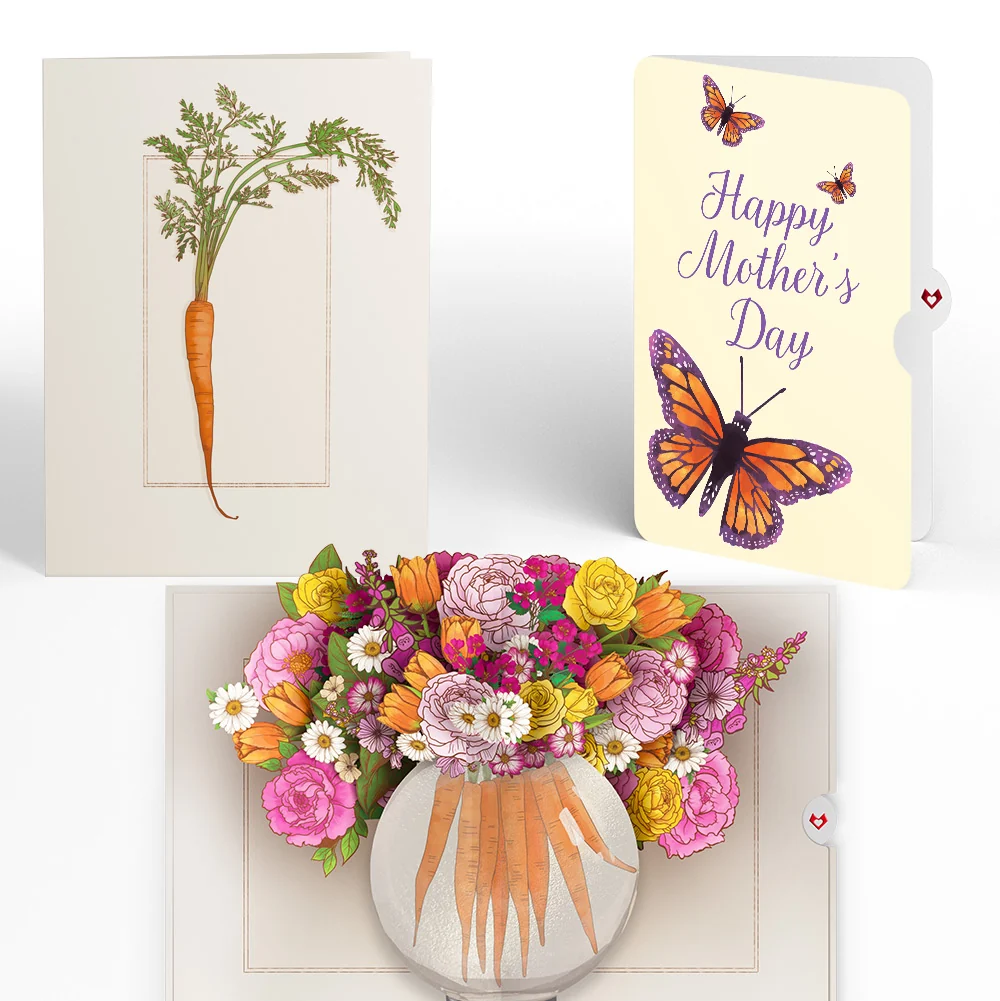Lovepop Blooming Carrot Bouquet Mother’s Day Pop-Up Card and Sentiment Set for Mom Cream
