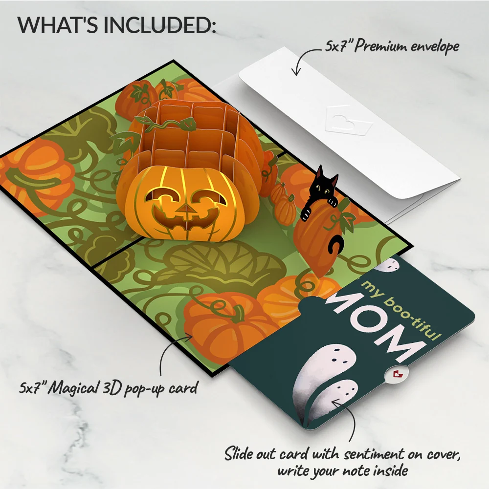 Lovepop Happy Halloween Pumpkin Pop-Up Card and Sentiment Set for Mom - Image 2