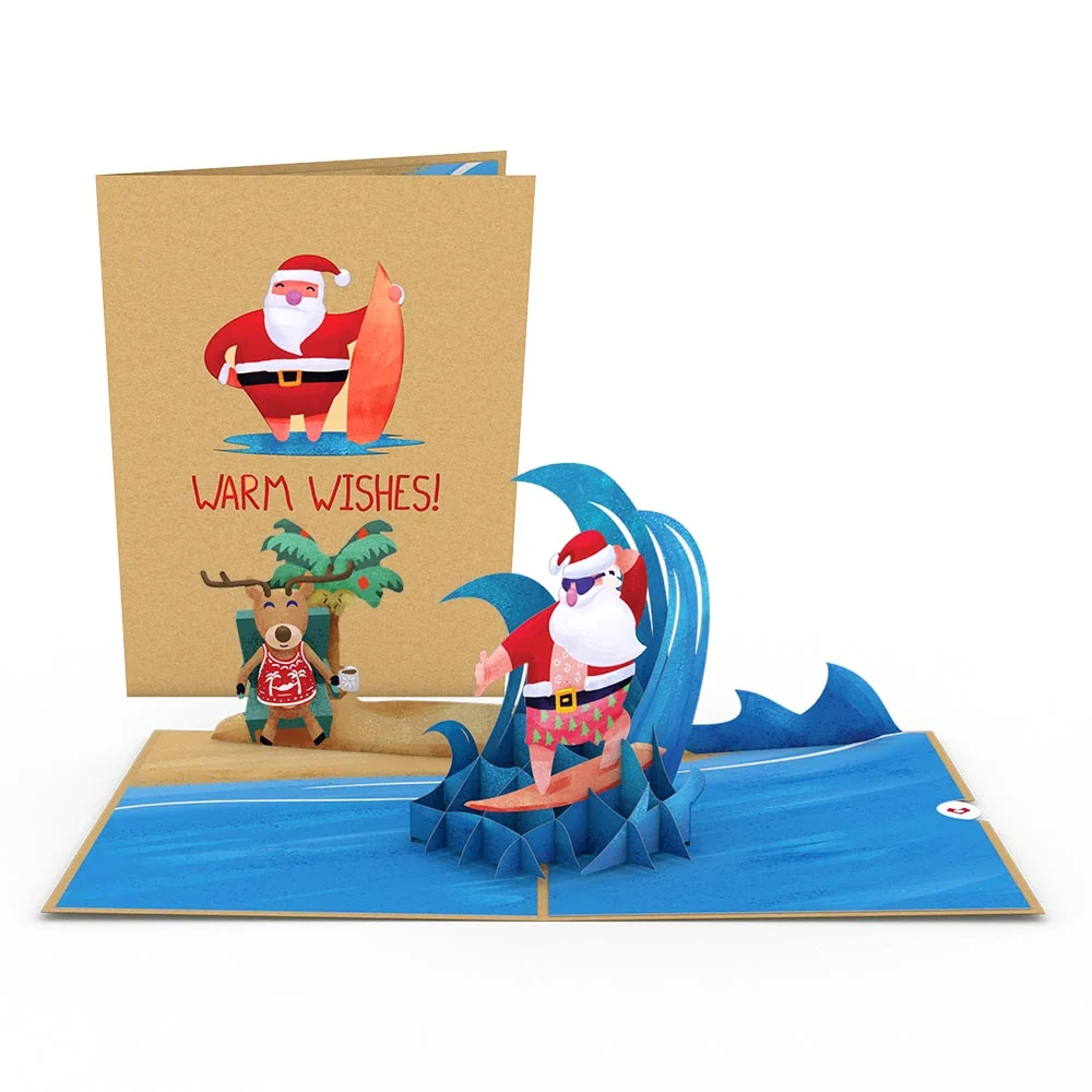 Lovepop Warm Wishes Surfing Santa Pop-Up Card Cup