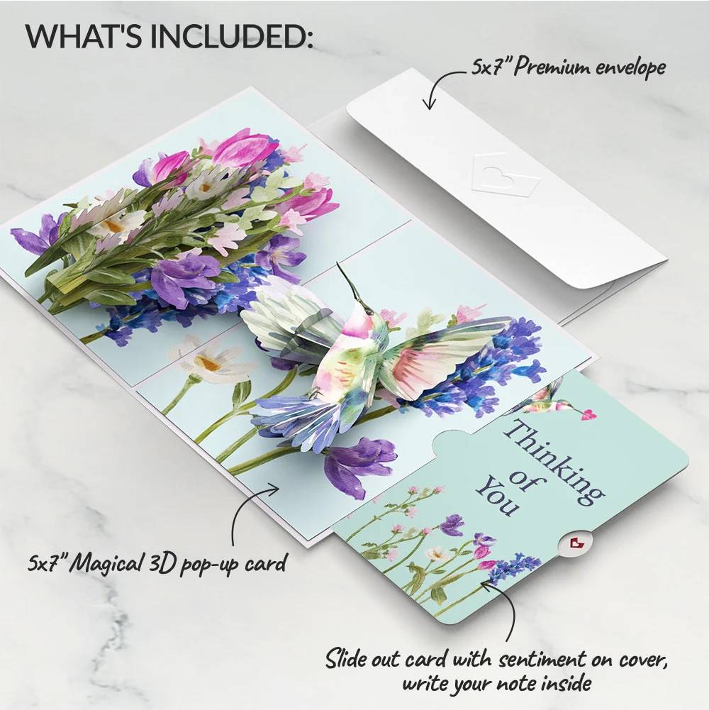 Lovepop Love in Bloom Hummingbird Thinking of You Pop-Up Card and Sentiment Set - Image 2